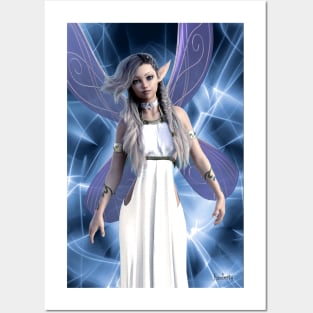 Fairy standing in celestial light Posters and Art